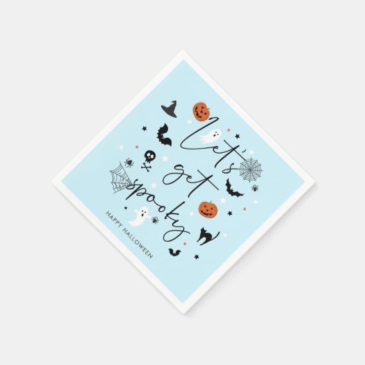 Laten we spooky Halloween Party Blue krijgen Servet (Hoek)