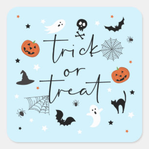 Laten we spooky Halloween Party Blue krijgen Vierkante Sticker