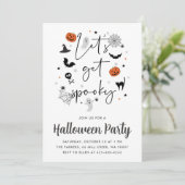 Laten we spooky Halloween Party wit Kaart (Staand voorkant)