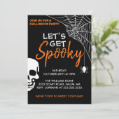 Laten we spooky Halloween Party Zwart krijgen Kaart (Staand voorkant)