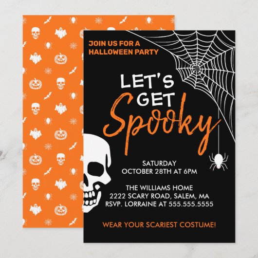Laten we spooky Halloween Party Zwart krijgen Kaart (Voorkant / Achterkant)