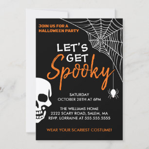 Laten we spooky Halloween Party Zwart krijgen Kaart
