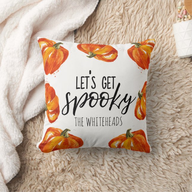 Laten we Spooky Halloween Pumpkin Monogram nemen Kussen (Deken)