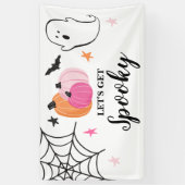 Laten we Spooky Halloween roze pompoenen Birthday  Spandoek (Verticaal)