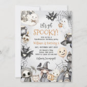 Laten we Spooky Halloween Schattigee Ghost Birthda Kaart (Voorkant)