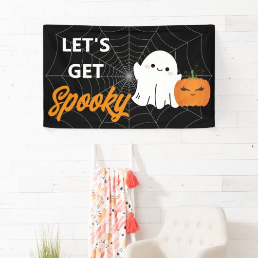 Laten we Spooky Halloween Schattigee Ghost Birthda Spandoek (Insitu)