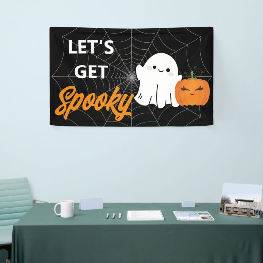 Laten we Spooky Halloween Schattigee Ghost Birthda Spandoek (Beurs)