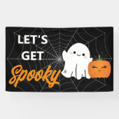 Laten we Spooky Halloween Schattigee Ghost Birthda Spandoek (Horizontaal)