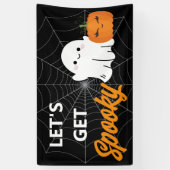 Laten we Spooky Halloween Schattigee Ghost Birthda Spandoek (Verticaal)