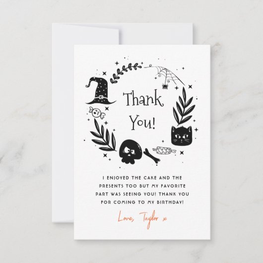 Laten we Spooky Halloween Verjaardag Dank u Bedankkaart (Voorkant)