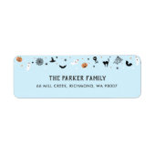 Laten we spooky Halloween verjaardagsfeestje blauw Etiket (Voorkant)