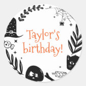 Laten we Spooky Halloween verjaardagsfeestje gunst Ronde Sticker (Voorkant)