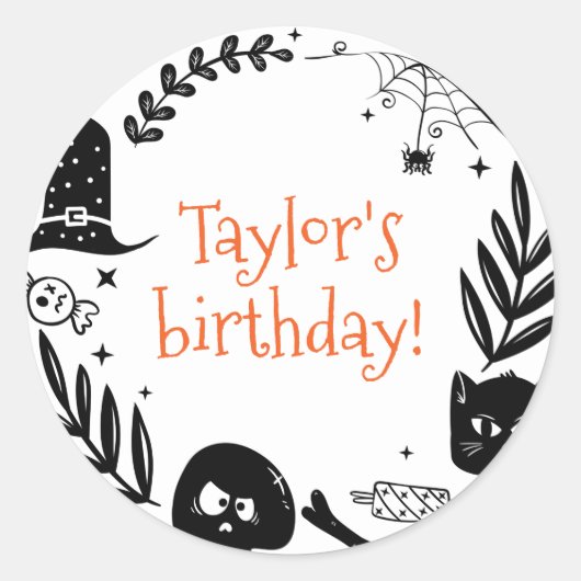 Laten we Spooky Halloween verjaardagsfeestje gunst Ronde Sticker (Voorkant)