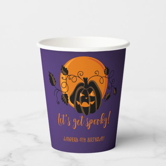 Laten we spooky Halloween verjaardagsfeestje krijg Papieren Bekers (Achterkant)