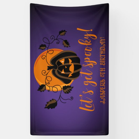 Laten we spooky Halloween verjaardagsfeestje krijg Spandoek (Verticaal)