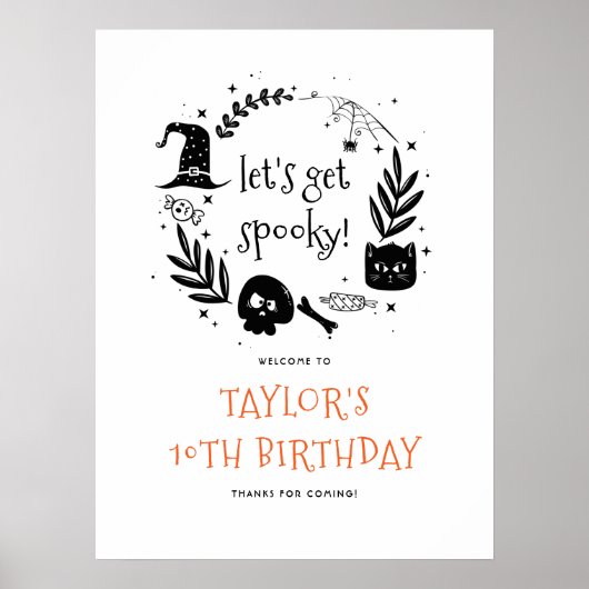 Laten we Spooky Halloween verjaardagswelkomstbord  Poster (Voorkant)