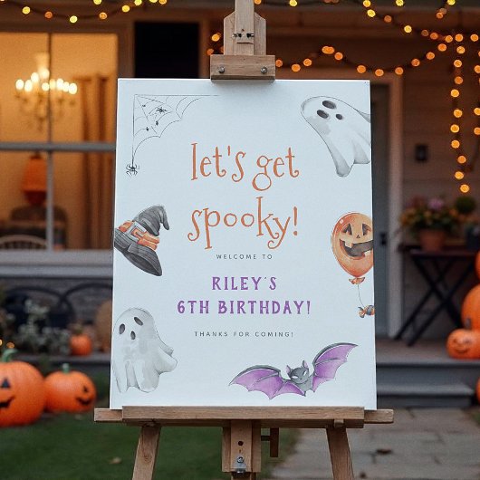 Laten we Spooky Halloween verjaardagswelkomstbord  Poster