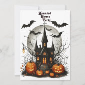 Laten we Spooky Haunted House Party Eerie Bats Web Kaart (Achterkant)