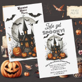 Laten we Spooky Haunted House Party Eerie Bats Web Kaart