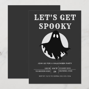 Laten we Spooky Modern Chic Halloween Party Uitnod Kaart