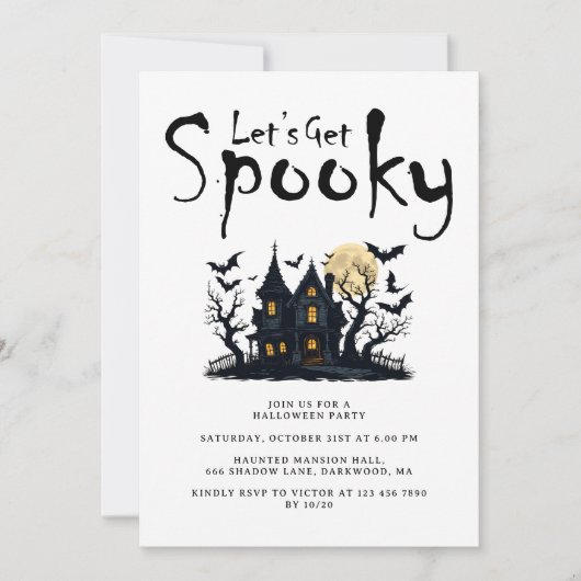 Laten we Spooky Modern Volwassenen Halloween Party Kaart (Voorkant)