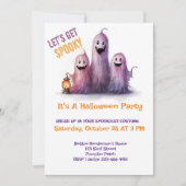 Laten we Spooky Paarse Ghosts Halloween Party krij Kaart (Voorkant)