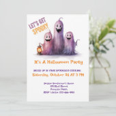 Laten we Spooky Paarse Ghosts Halloween Party krij Kaart (Staand voorkant)