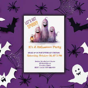 Laten we Spooky Paarse Ghosts Halloween Party krij Kaart