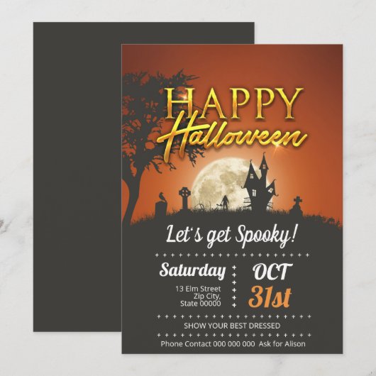 Laten we Spooky pakken! Bedankkaart (Voorkant / Achterkant)