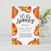 Laten we Spooky Pumpkin Halloween Party halen Kaart (Staand voorkant)