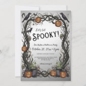 Laten we Spooky Pumpkin & Vines Halloween Party kr Kaart (Voorkant)