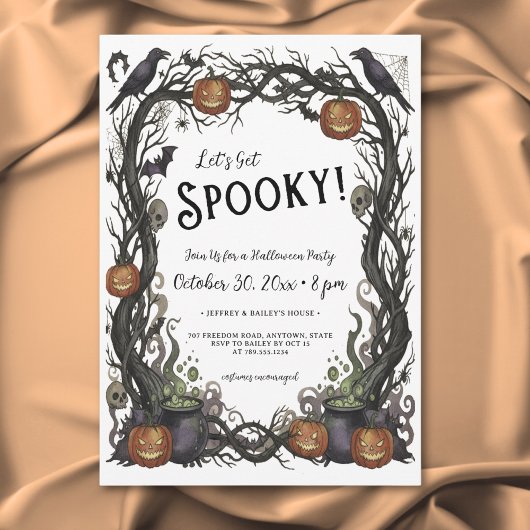Laten we Spooky Pumpkin & Vines Halloween Party kr Kaart