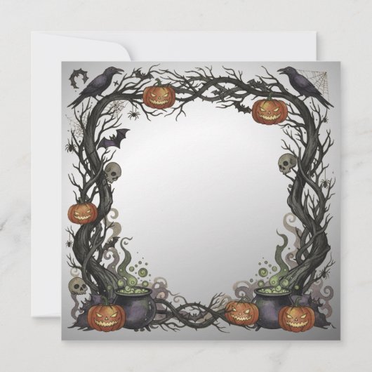 Laten we Spooky Pumpkins & Vines Halloween Party k Kaart (Achterkant)