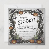 Laten we Spooky Pumpkins & Vines Halloween Party k Kaart (Voorkant)