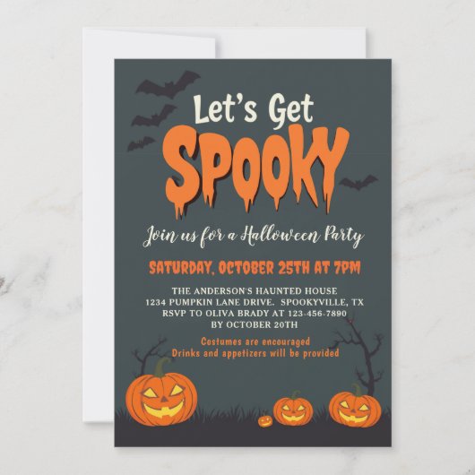 Laten we Spooky  Retro Halloween Party krijgen Kaart (Voorkant)