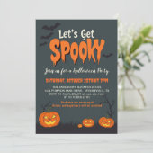 Laten we Spooky  Retro Halloween Party krijgen Kaart (Staand voorkant)
