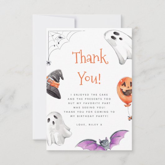 Laten we Spooky Schattige Halloween Verjaardag Dan Bedankkaart (Voorkant)