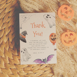 Laten we Spooky Schattige Halloween Verjaardag Dan Bedankkaart