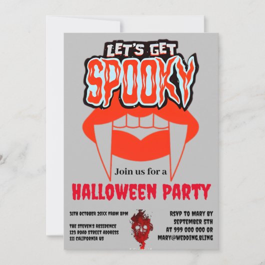 Laten we Spooky Vampire Fang Halloween-uitnodiging Kaart (Voorkant)