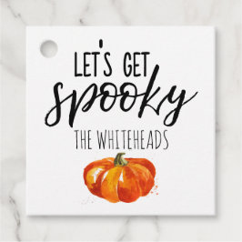 Laten we Spooky Waterverf Pumpkin Halloween halen Bedankjes Labels