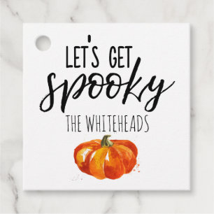 Laten we Spooky Waterverf Pumpkin Halloween halen Bedankjes Labels