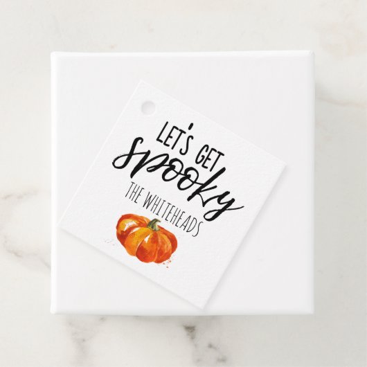 Laten we Spooky Waterverf Pumpkin Halloween halen Bedankjes Labels (In situ)