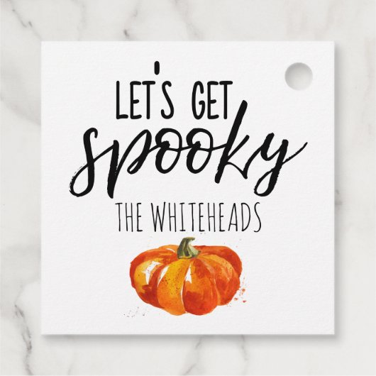 Laten we Spooky Waterverf Pumpkin Halloween halen Bedankjes Labels (Achterkant)