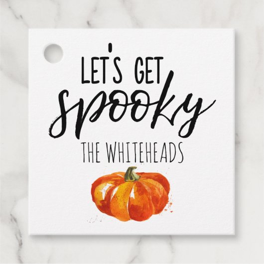 Laten we Spooky Waterverf Pumpkin Halloween halen Bedankjes Labels (Voorkant)