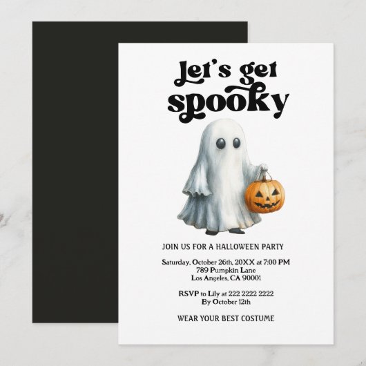 Laten we Spooky worden, Halloween feest Kaart (Voorkant / Achterkant)