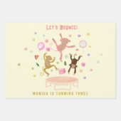 Laten we springen apen kinderen verjaardag inpakpapier vel (Voorkant)