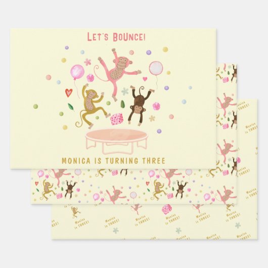 Laten we springen apen kinderen verjaardag inpakpapier vel (Set)