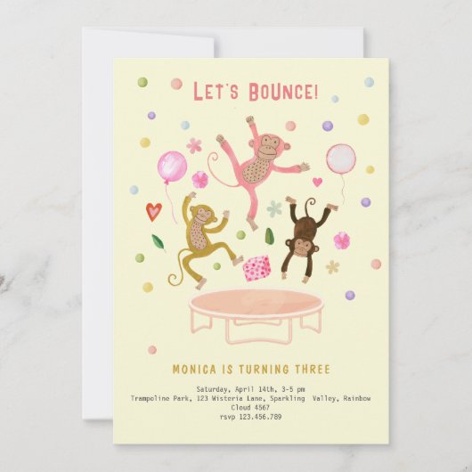 Laten we springen apen kinderen verjaardag kaart (Voorkant)