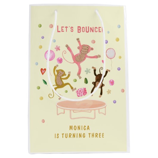 Laten we springen apen kinderen verjaardag medium cadeauzakje (Voorkant)