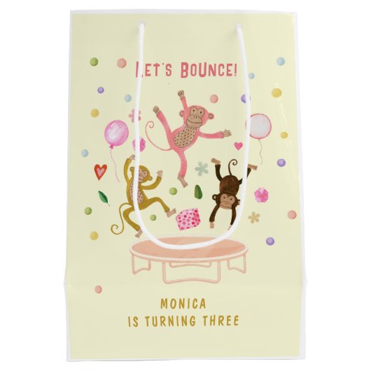 Laten we springen apen kinderen verjaardag medium cadeauzakje (Achterkant)